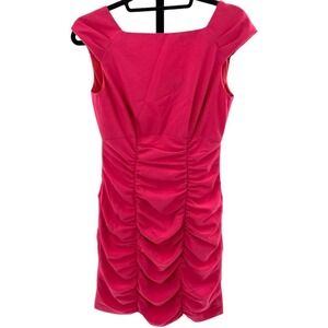 Nanette Lepore Women's 4 Ruched‎ Shift Dress Coral Pink Square Neck Party Dress